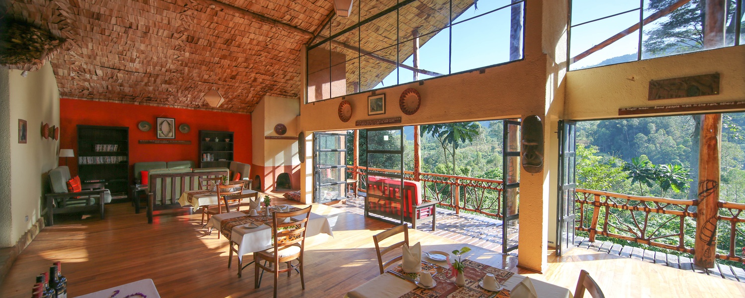 Mahogany Springs restaurant, your lodge base for tracking the gorillas in Bwindi Impenetrable National Park.