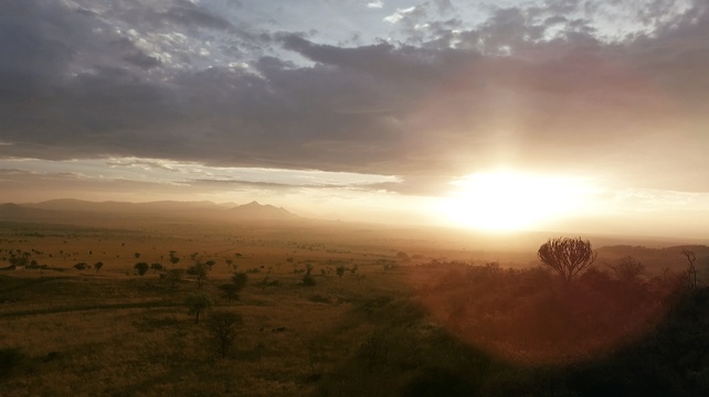 The sun lighting up the plains of Karamoja, eastern Uganda. 