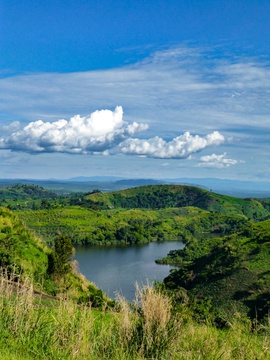 The landscape of the Ndali-Kasenda crater lake fields in western Uganda.